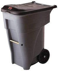 Rubbermaid - 65 Gal Gray Rectangle Trash Can - Polyethylene, 41.8" High x 32.3" Long x 25.3" Wide - Americas Industrial Supply