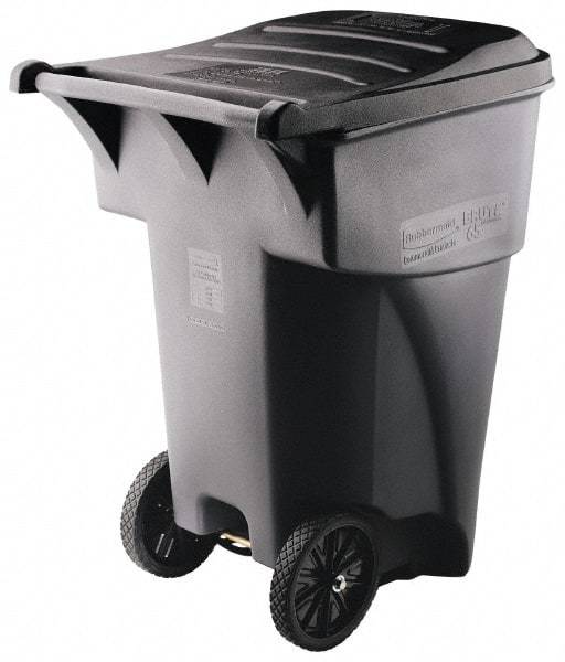 Rubbermaid - 95 Gal Gray Rectangle Trash Can - Polyethylene, 45.6" High x 35.4" Long x 27.3" Wide - Americas Industrial Supply