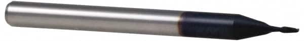 Accupro - 0.024" Diam, 0.036" LOC, 2 Flute Solid Carbide Ball End Mill - AlTiN Finish, Single End, 1-1/2" OAL, 1/8" Shank Diam, Spiral Flute - Americas Industrial Supply