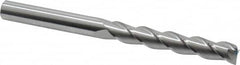 SGS - 1/2", 3-1/8" LOC, 1/2" Shank Diam, 6" OAL, 3 Flute, Solid Carbide Square End Mill - Single End, Uncoated, Spiral Flute, 38° Helix, Right Hand Cut, Right Hand Flute, Series 43 - Americas Industrial Supply