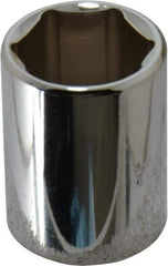 Proto - 1/2" Drive, Standard Hand Socket - 6 Points, 1-1/2" OAL, Chrome Finish - Americas Industrial Supply