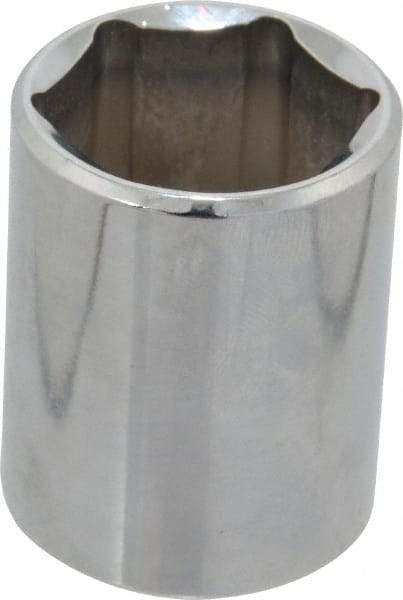 Proto - 1/2" Drive, Standard Hand Socket - 6 Points, 1-1/2" OAL, Chrome Finish - Americas Industrial Supply