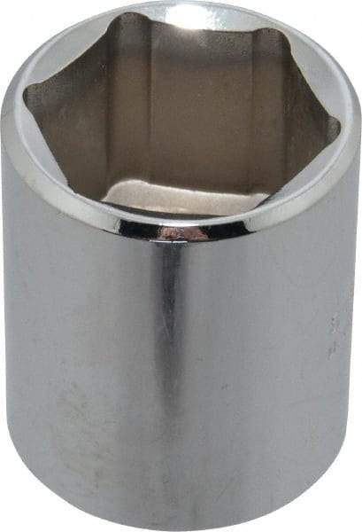 Proto - 1/2" Drive, Standard Hand Socket - 6 Points, 1-1/2" OAL, Chrome Finish - Americas Industrial Supply