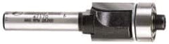 Amana Tool - 1/2" Cut Diam, 1/2" Length of Cut, 2 Flute Flush Trim Edge Profile Router Bit - Carbide-Tipped, 1/4" Shank Diam, 1-31/32" OAL, Uncoated - Americas Industrial Supply