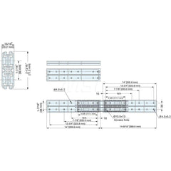 Drawer Slides; Type: Drawer Slide; Extension Style: Full; Slide Length: 355.80; Travel Length: 369.80; Load Capacity (Lb.): 590.000; Width (Inch): 0.91; Finish/Coating: Zinc Plated; Additional Information: Mounting Type: Side; Closure Type: Conventional;