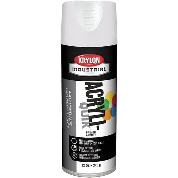 Krylon - 16 oz White Acrylic Lacquer Enamel Primer - 15 to 20 Sq Ft/Gal, 365 gL Content, Direct to Metal, Spray - Americas Industrial Supply