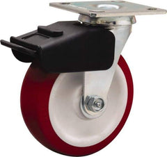 Hamilton - 6" Diam x 2" Wide x 7-1/2" OAH Top Plate Mount Swivel Caster - Polyurethane Mold on Polypropylene, 850 Lb Capacity, Straight Roller Bearing, 4 x 4-1/2" Plate - Americas Industrial Supply