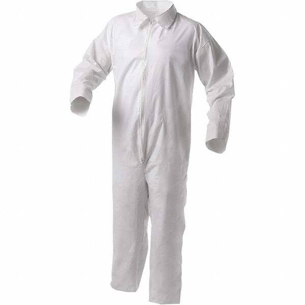KleenGuard - Size 4XL Film Laminate General Purpose Coveralls - White, Zipper Closure, Open Cuffs, Open Ankles, Serged Seams - Americas Industrial Supply