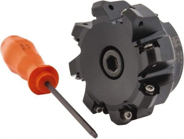 Kennametal - 3" Cut Diam, 1" Arbor Hole, 3.23mm Max Depth of Cut, 45° Indexable Chamfer & Angle Face Mill - 8 Inserts, HNGJ 0604... Insert, Right Hand Cut, 8 Flutes, Through Coolant, Series Dodeka Mini - Americas Industrial Supply
