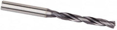 Kennametal - #12 Spiral Flute Solid Carbide Screw Machine Drill Bit - Multilayer TiAlN Finish, Right Hand Cut, 28mm Flute Length, 66mm OAL, Standard Point, Straight Shank, Through Coolant - Americas Industrial Supply