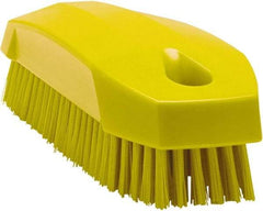Vikan - 0.7" Bristle Length, Polyester Scrub Brush - 1-1/2" Wide Head, 4-1/2" OAL, Yellow, Polypropylene Block - Americas Industrial Supply