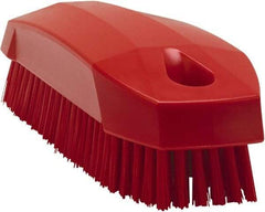 Vikan - 0.7" Bristle Length, Polyester Scrub Brush - 1-1/2" Wide Head, 4-1/2" OAL, Red, Polypropylene Block - Americas Industrial Supply