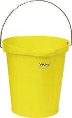 Vikan - 3 Gal, Polypropylene Round Yellow Single Pail with Pour Spout - Handle Included - Americas Industrial Supply