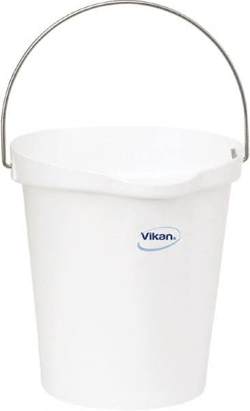 Vikan - 3 Gal, Polypropylene Round White Single Pail with Pour Spout - Handle Included - Americas Industrial Supply