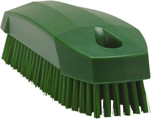 Vikan - 0.7" Bristle Length, Polyester Scrub Brush - 1-1/2" Wide Head, 4-1/2" OAL, Green, Polypropylene Block - Americas Industrial Supply
