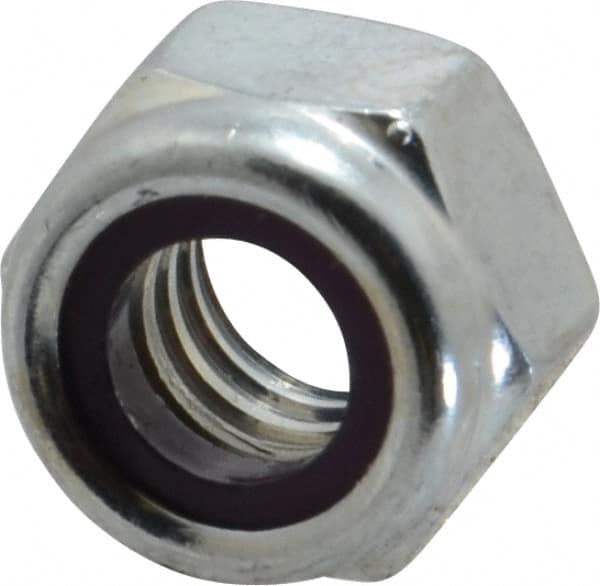 Value Collection - 5/16-18 UNC Grade B Hex Lock Nut with Nylon Insert - 1/2" Width Across Flats, 11/32" High, Zinc-Plated Finish - Americas Industrial Supply