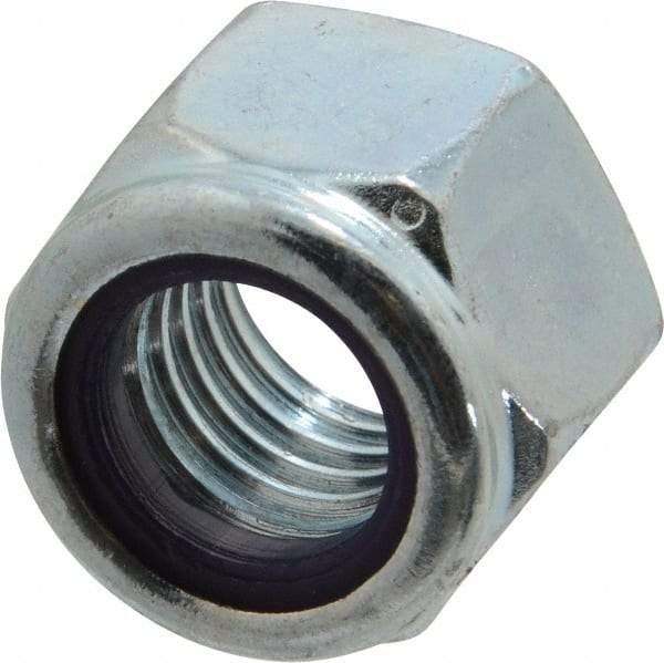 Value Collection - 5/8-11 UNC Grade B Hex Lock Nut with Nylon Insert - 15/16" Width Across Flats, 3/4" High, Zinc-Plated Finish - Americas Industrial Supply