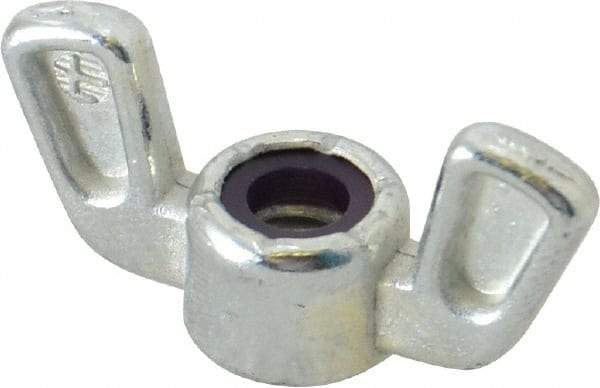 Value Collection - 1/4-20 UNC, Zinc Plated, Zinc Alloy Nylon-Insert Locking Wing Nut - Grade 2, 1-1/4" Wing Span, 19/32" Wing Span - Americas Industrial Supply