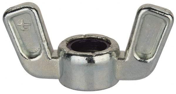 Value Collection - 3/8-16 UNC, Zinc Plated, Zinc Alloy Nylon-Insert Locking Wing Nut - Grade 2, 1-1/2" Wing Span, 0.718" Wing Span - Americas Industrial Supply