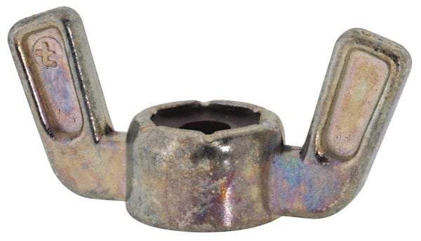 Value Collection - #8-32 UNC, Zinc Plated, Zinc Alloy Nylon-Insert Locking Wing Nut - Grade 2, 1.031" Wing Span, 1/2" Wing Span - Americas Industrial Supply