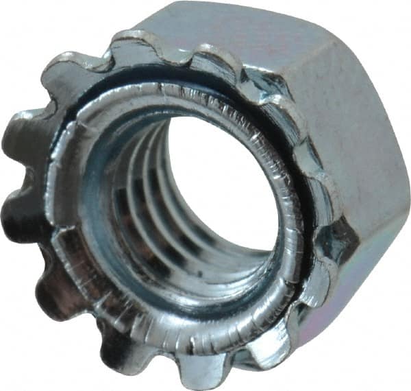 Value Collection - M5x0.8, Zinc Plated, Steel Hex Nut with External Tooth Washer - 9.5mm Washer Diam, 8mm Width Across Flats - Americas Industrial Supply