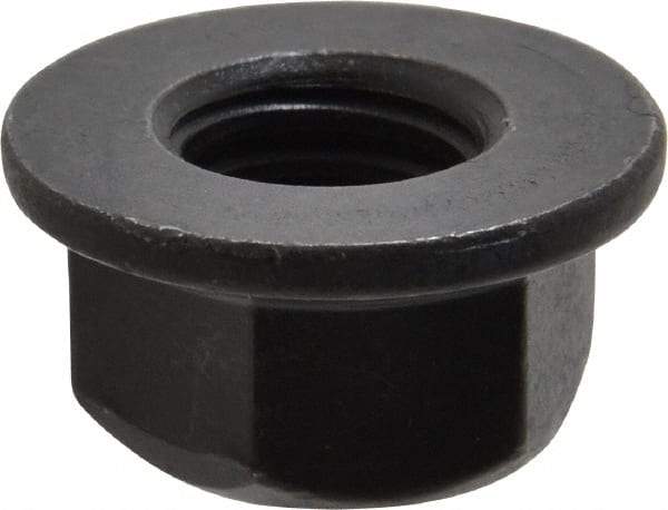 Value Collection - 1/2-13 UNC Grade G Hex Flange Lock Nut with Distorted Thread - 3/4" Width Across Flats, 27/64" High, Phosphate & Oil Finish - Americas Industrial Supply