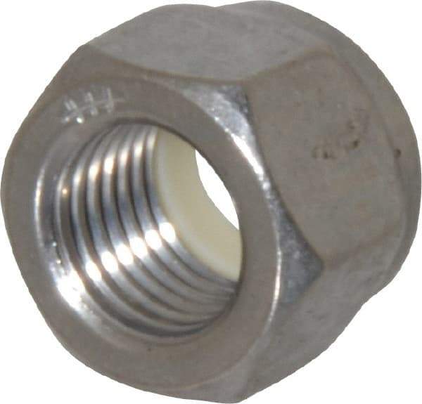 Value Collection - 3/8-24 UNF 18-8 Hex Lock Nut with Nylon Insert - 9/16" Width Across Flats, 29/64" High, Uncoated - Americas Industrial Supply