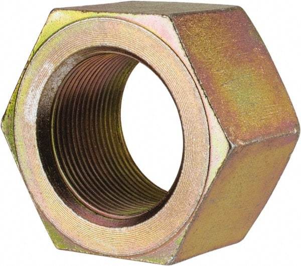 Value Collection - 1-3/4 - 12 UN Steel Right Hand Hex Nut - 2-3/4" Across Flats, 1-1/2" High, Zinc Yellow Dichromate Finish - Americas Industrial Supply