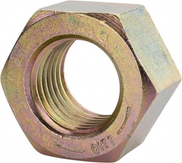 Value Collection - 2 - 4-1/2 UNC Steel Right Hand Hex Nut - 3-1/8" Across Flats, 1-23/32" High, Zinc Yellow Dichromate Finish - Americas Industrial Supply