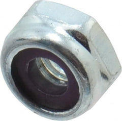 Value Collection - #10-32 UNF Grade 2 Hex Lock Nut with Nylon Insert - 3/8" Width Across Flats, 3/16" High, Zinc-Plated Finish - Americas Industrial Supply