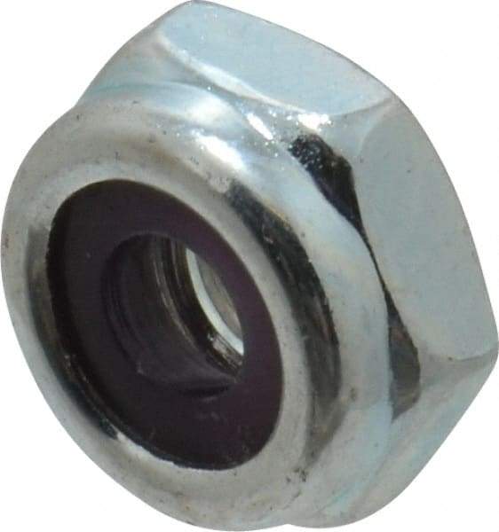 Value Collection - #10-24 UNC Grade 2 Hex Lock Nut with Nylon Insert - 3/8" Width Across Flats, 3/16" High, Zinc-Plated Finish - Americas Industrial Supply