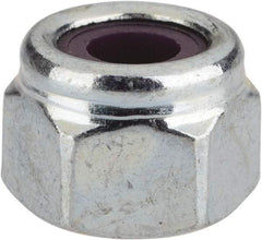 Value Collection - 1/4-20 UNC Grade 2 Heavy Hex Lock Nut with Nylon Insert - 1/2" Width Across Flats, 3/8" High, Zinc-Plated Finish - Americas Industrial Supply