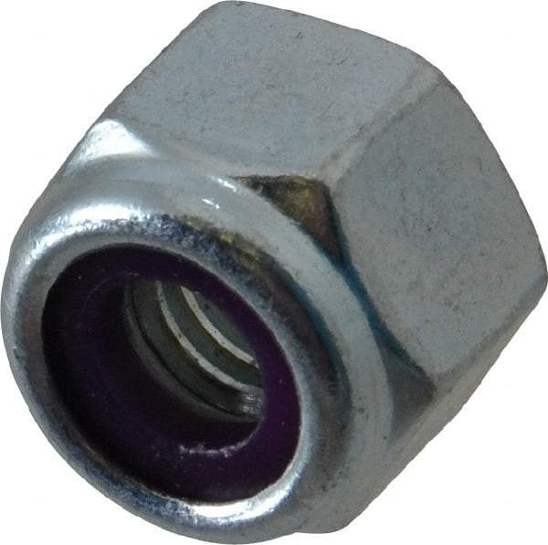 Value Collection - 3/8-16 UNC Grade 2 Heavy Hex Lock Nut with Nylon Insert - 39/64" Width Across Flats, 35/64" High, Zinc-Plated Finish - Americas Industrial Supply