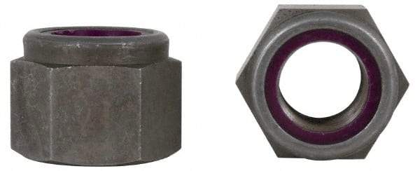 Value Collection - 1/2-13 UNC Grade 2 Heavy Hex Lock Nut with Nylon Insert - 7/8" Width Across Flats, 33/64" High, Uncoated - Americas Industrial Supply