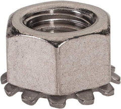 Value Collection - 3/8-16, 0.391" High, Uncoated, Stainless Steel Hex Nut with External Tooth Washer - 21/32" Washer Diam, 9/16" Width Across Flats, Grade 18-8 - Americas Industrial Supply