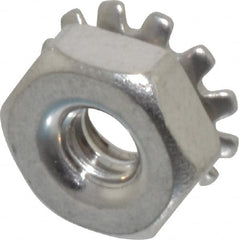 Value Collection - #6-32, 0.14" High, Uncoated, Stainless Steel Hex Nut with External Tooth Washer - 11/32" Washer Diam, 5/16" Width Across Flats, Grade 18-8 - Americas Industrial Supply