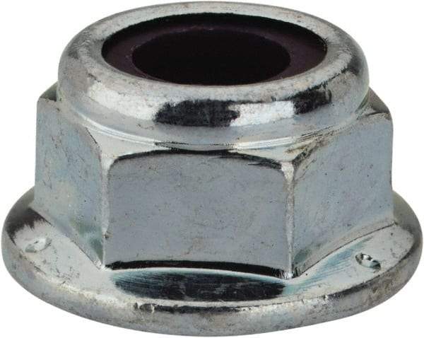 Value Collection - 5/16-18 UNC Grade 2 Hex Flange Lock Nut with Nylon Insert - 1/2" Width Across Flats, 3/8" High, Zinc-Plated Finish - Americas Industrial Supply