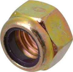 Value Collection - 7/16-14 UNC Grade 8 Hex Lock Nut with Nylon Insert - 5/8" Width Across Flats, 29/64" High, Zinc Yellow Dichromate Finish - Americas Industrial Supply