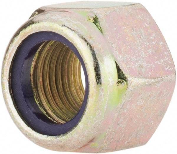 Value Collection - 1/2-20 UNF Grade 8 Hex Lock Nut with Nylon Insert - 3/4" Width Across Flats, 19/32" High, Zinc Yellow Dichromate Finish - Americas Industrial Supply