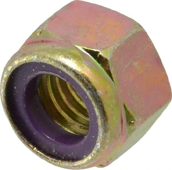 Value Collection - 9/16-12 UNC Grade 8 Hex Lock Nut with Nylon Insert - 7/8" Width Across Flats, 41/64" High, Zinc Yellow Dichromate Finish - Americas Industrial Supply