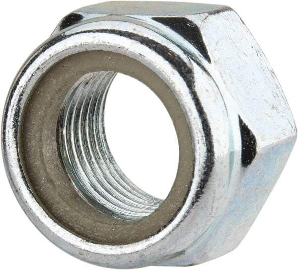 Value Collection - M16x1.50 Metric Fine Grade 8 Hex Lock Nut with Nylon Insert - 16mm High, Zinc-Plated Finish - Americas Industrial Supply