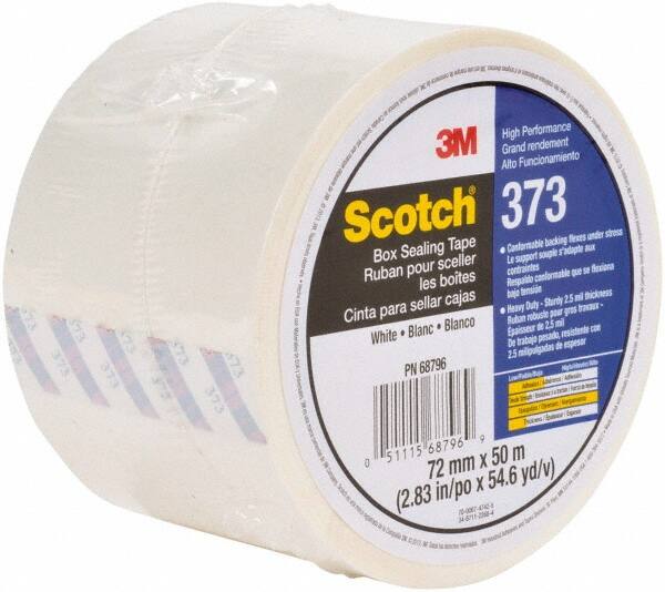 3M - 72mm x 50m White Sealing Tape - 2.5 mil Thick, 30 Lb Tensile Strength, Series 373 - Americas Industrial Supply