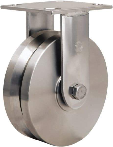 Hamilton - 6" Diam x 2" Wide, Stainless Steel Swivel Caster - 800 Lb Capacity, Top Plate Mount, 3-3/4" x 4-1/2" Plate, Stainless Steel Precision Ball Bearing - Americas Industrial Supply