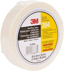 3M - 36 Yds. x 1", White Nonwoven Fabric Film Tape - 394 Series, 4 mil Thick, 6 Lb./Inch Tensile Strength - Americas Industrial Supply