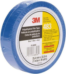 3M - 36 Yds. x 1", Blue Polyethylene Film Tape - 483 Series, 5 mil Thick, 10 Lb./Inch Tensile Strength - Americas Industrial Supply