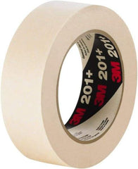 3M - 72mm Wide x 60 Yd Long Tan Paper Masking Tape - Series 201+, 4.4 mil Thick, 19 In/Lb Tensile Strength - Americas Industrial Supply