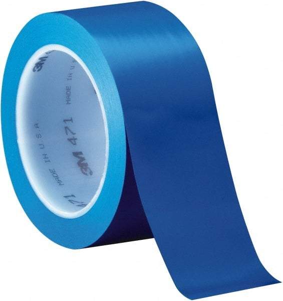 3M - Blue Solid Color Vinyl Tape - 1/4" Wide x 108' Long x 5.2 mil Thick, General Traffic - Americas Industrial Supply