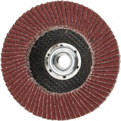 3M - 80 Grit, 4-1/2" Disc Diam, 5/8-11 Center Hole, Type 27 Ceramic Flap Disc - 13,300 Max RPM, Cloth Backing, Arbor Attaching System, Coated - Americas Industrial Supply