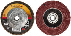 3M - 60 Grit, 4-1/2" Disc Diam, 5/8-11 Center Hole, Type 27 Ceramic Flap Disc - 13,300 Max RPM, Cloth Backing, Arbor Attaching System, Coated - Americas Industrial Supply