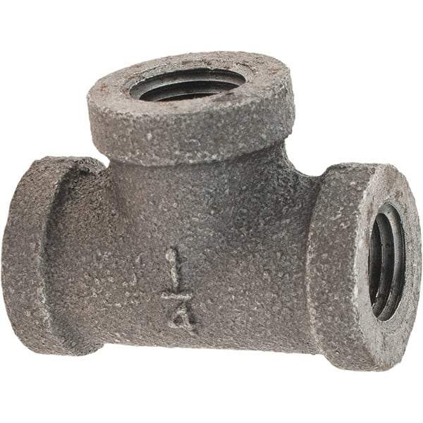 Value Collection - Size 1/4", Class 300, Malleable Iron Black Pipe Tee - 300 psi, Threaded End Connection - Americas Industrial Supply